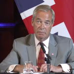 A photo of Nigel speaking about Reform's prisons plan