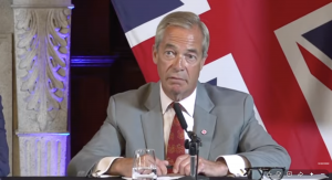 A photo of Nigel speaking about Reform's prisons plan