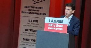 Alex Sobel speaking at a Labour Party conference fringe meeting