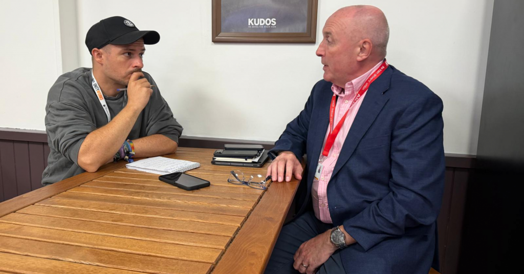 ASLEF general secretary Dave Calfe being interviewed by LFF's Chris Jarvis