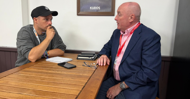 ASLEF general secretary Dave Calfe being interviewed by LFF's Chris Jarvis