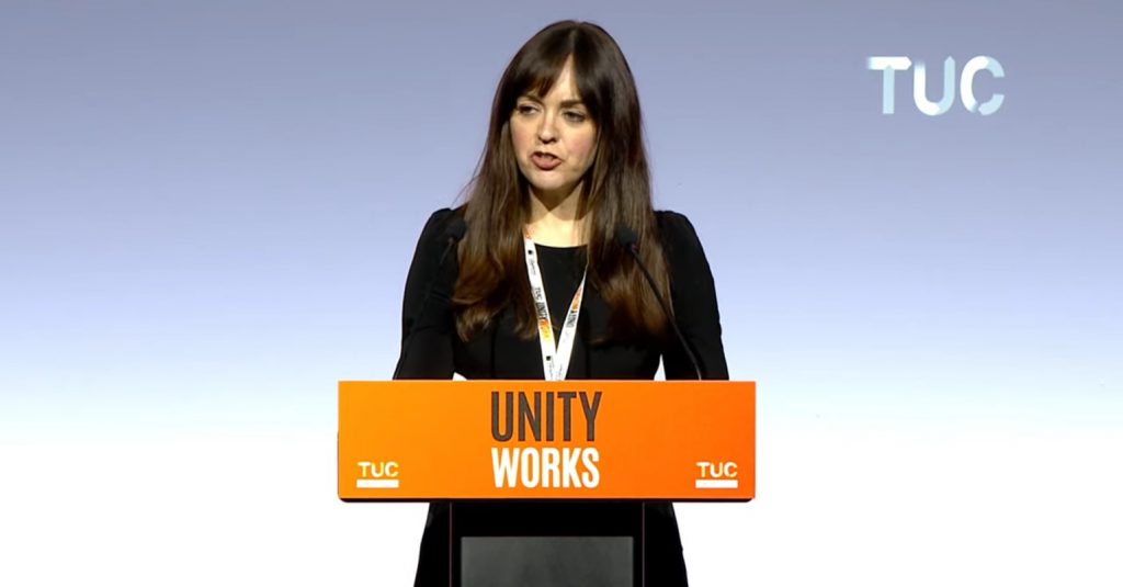 A National Education Union delegate speaking at TUC Congress 2026