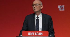 Pat McFadden speaking at Labour conference