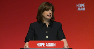 Lucy Powell speaking at Labour conference