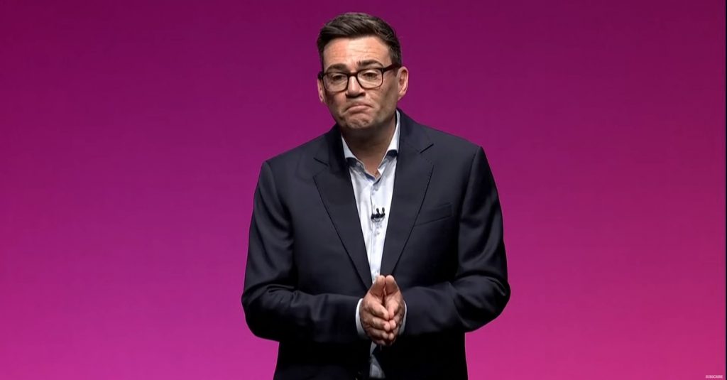 Andy Burnham speaking at Labour conference