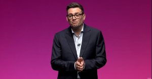 Andy Burnham speaking at Labour conference