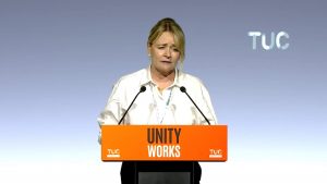 Sharon Graham speaking at TUC Congress