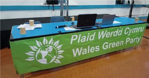 A stall at Wales Green Party conference